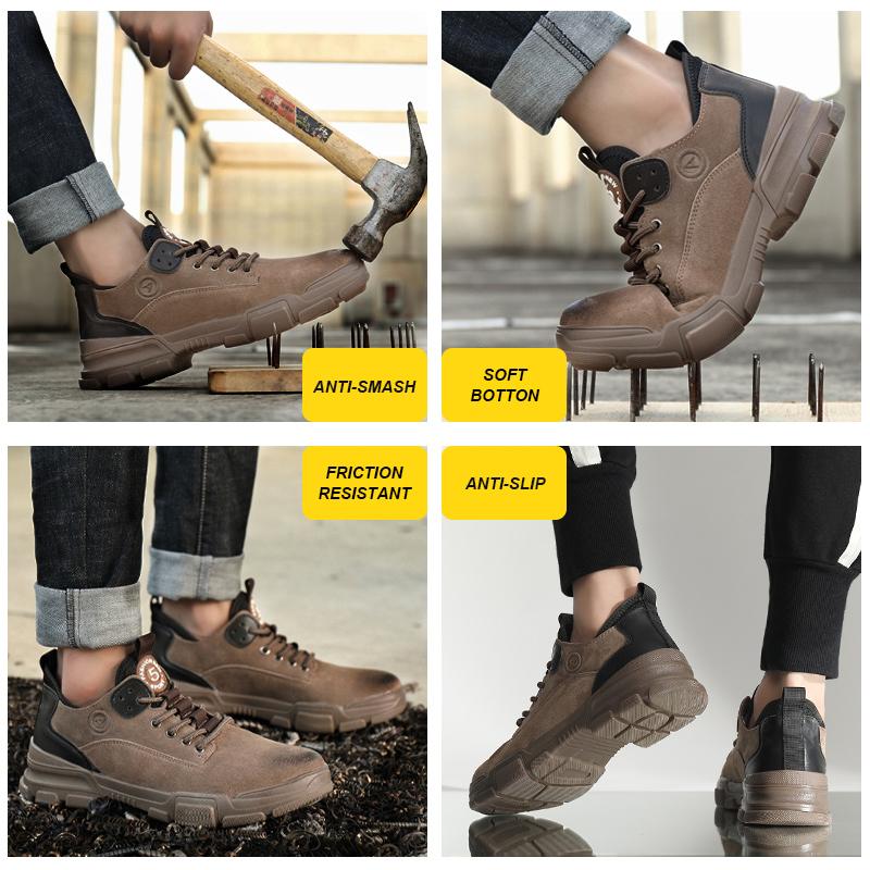 Construction Safety Boots Men Work Shoes Puncture-Proof Work Sneakes Steel Toe Safety Shoes Men Anti-Slip Lightweight Work Boots