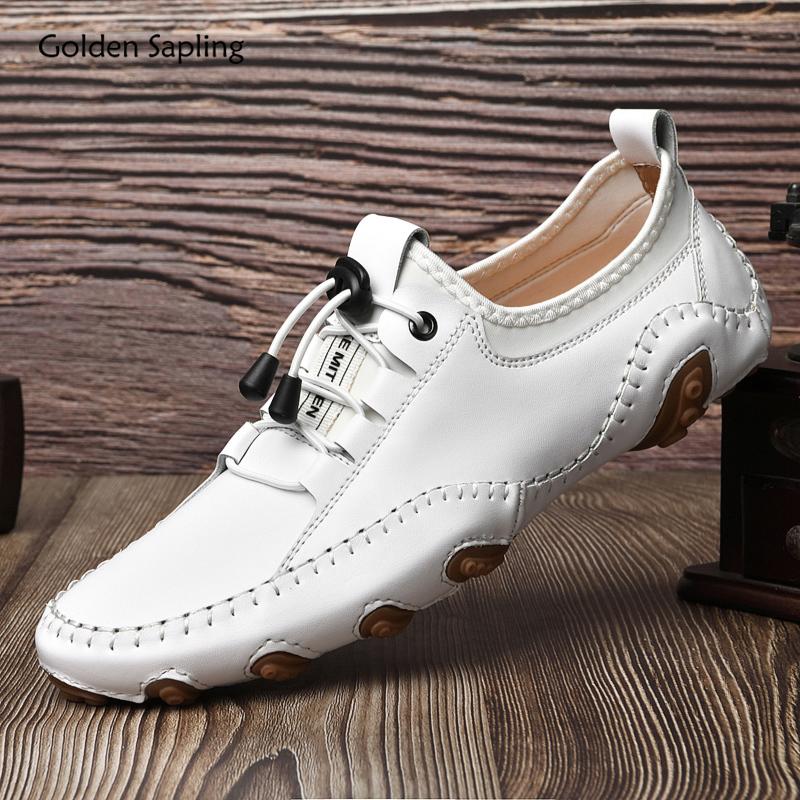 Golden Sapling Fashion Loafers Comfortable Driving Shoes Men Breathable Leather Men's Casual Shoes Leisure Flats Retro Footwear