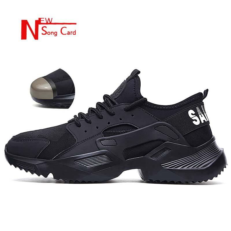 New song card Lightweight fashion breathable Work sneakers Safety Shoes men and women steel toe cap Anti-crush work safety Boots