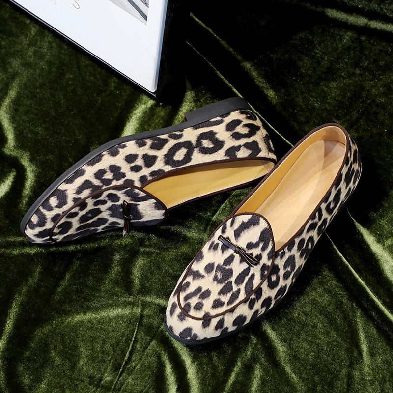 New Handmade Leopard Men Loafers Gentleman Luxury Fashion Stress Shoes Party sequin shoes Men Casual Shoes