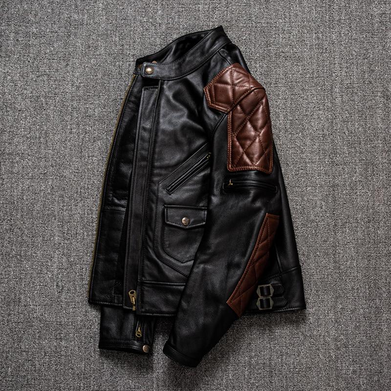 2022 Black Genuine Leather Jacket Men Motorcycle Style Plus Size 5XL Real Natural Cowhide Autumn Slim Fit Biker Coat