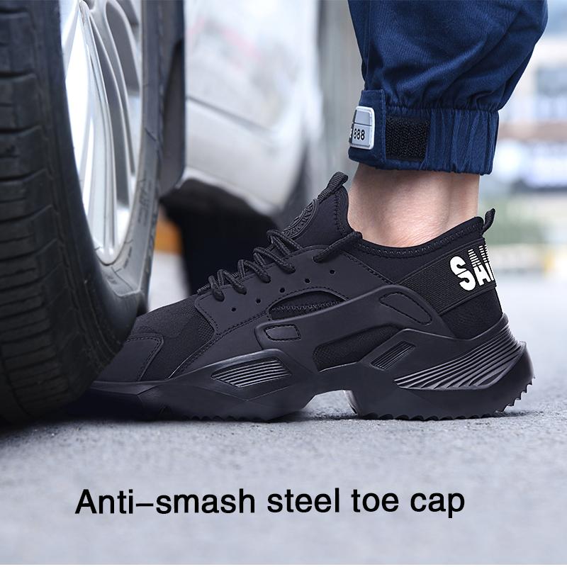 New song card Lightweight fashion breathable Work sneakers Safety Shoes men and women steel toe cap Anti-crush work safety Boots