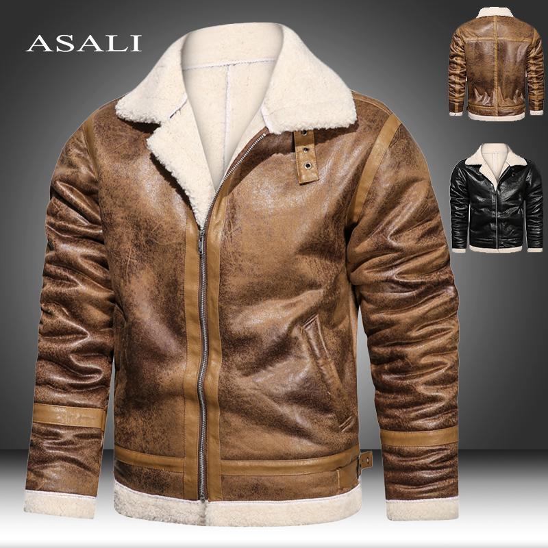 2022 Punk Zipper Design Men's Leather Jacket Coat Business Velvet New Motorcycle Pilot Leather Jacket Brand Men Designer Jacket